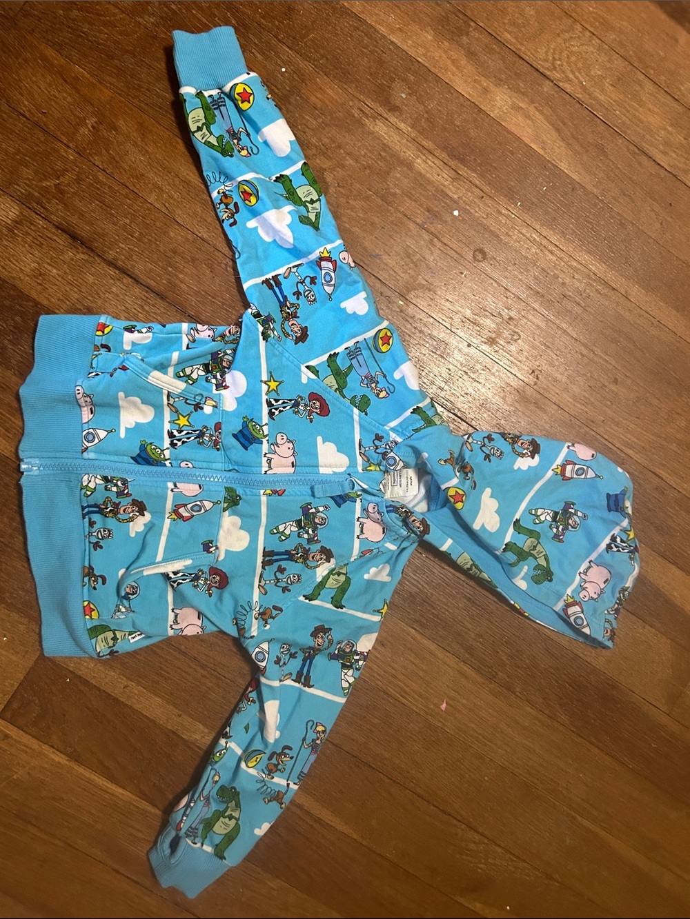 Little Sleepies Blue Character Print Hooded Zip Sweatshirt